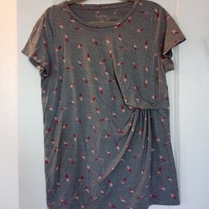 a:glow/ Women's Maternity Gray Ruched Tee with Short Sleeves/ Size Large